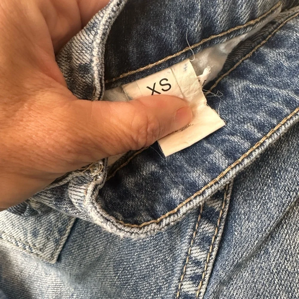 Blue‎ Distressed Jean Shorts with Cut-Off Hem